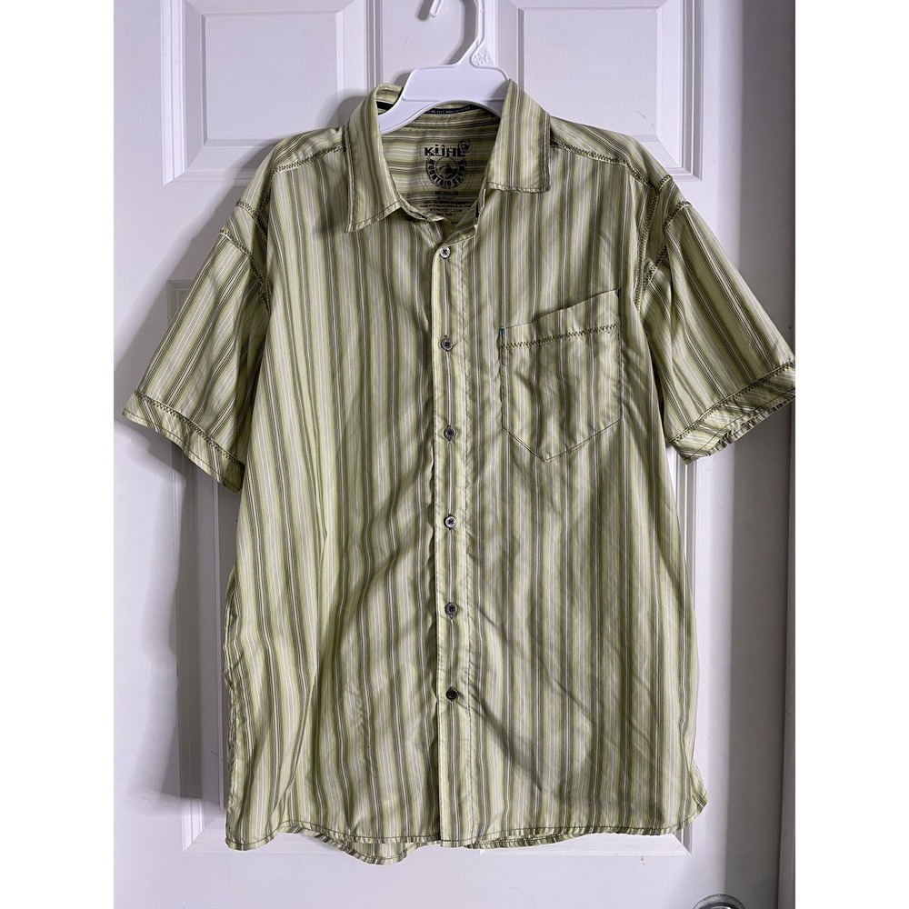 Kuhl Button Up Shirt Adult Medium Green  Eluxur Hiking Outdoor Mens